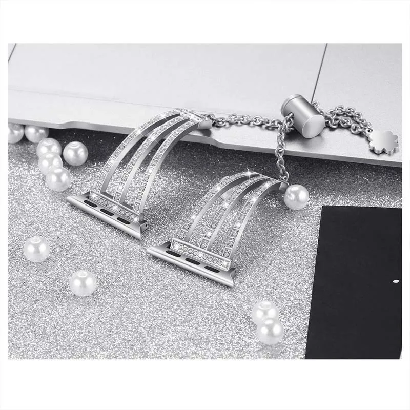 Watch Band Compatible With Apple Watch Band 38/42/45mm iWatch Collection 4/3/2/1 Women's Fashion Metal diamonds Wristband