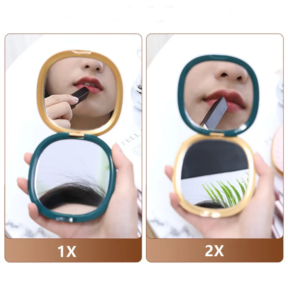 Двухстороннее косметическое зеркало 2X увеличительное портативное ручное