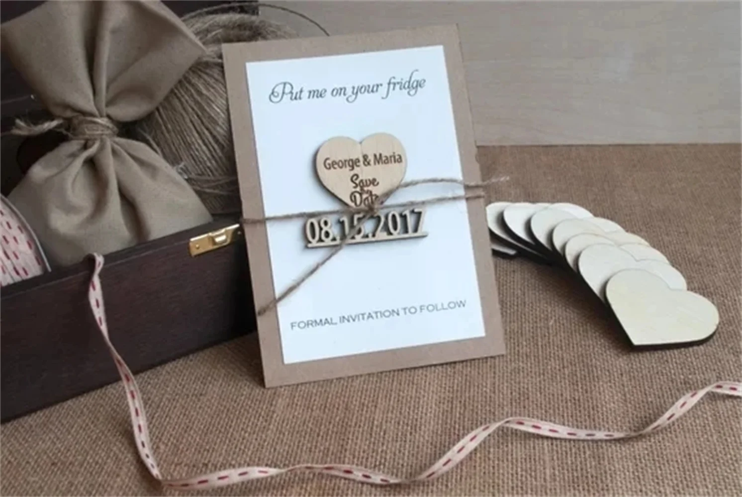 

Personalize Names Date Engraved Wooden Card Save The Date Wedding Invitations Magnets, Save The Date Magnet Gifts