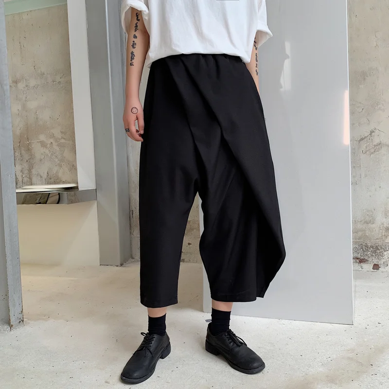 

Men Summer Comfortable New Irregular Fashion Hip Hop Haren Pleats Slacks Korean Tide Hairdresser Male Clothes Plus Size Trousers