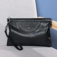 high quality fashion men bag business clutch leather print large capacity cowhide large capacity soft leather casual clutch