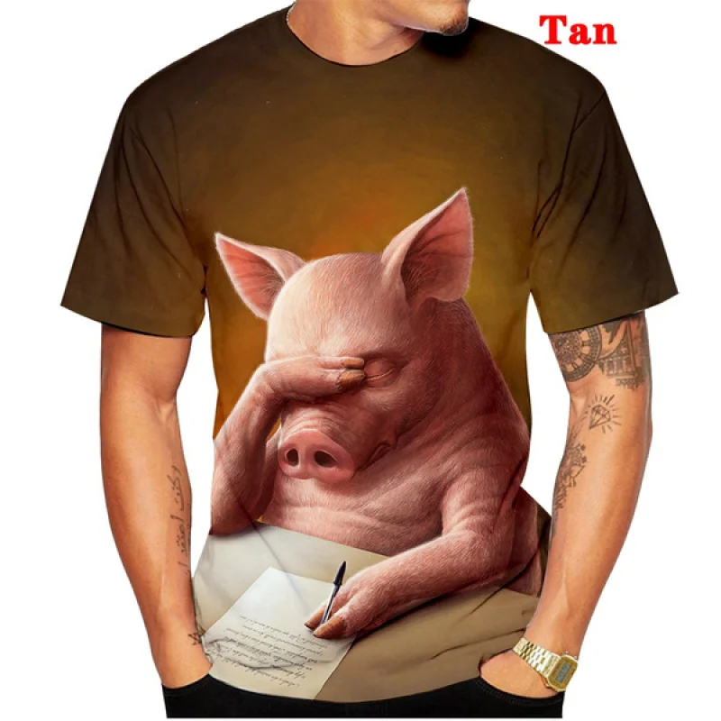 

2022 Fashion Men Women 3d Print T Shirt Funny Novelty Animal Pig Printed T-shirt O-Neck Short Sleeve Tees Tops