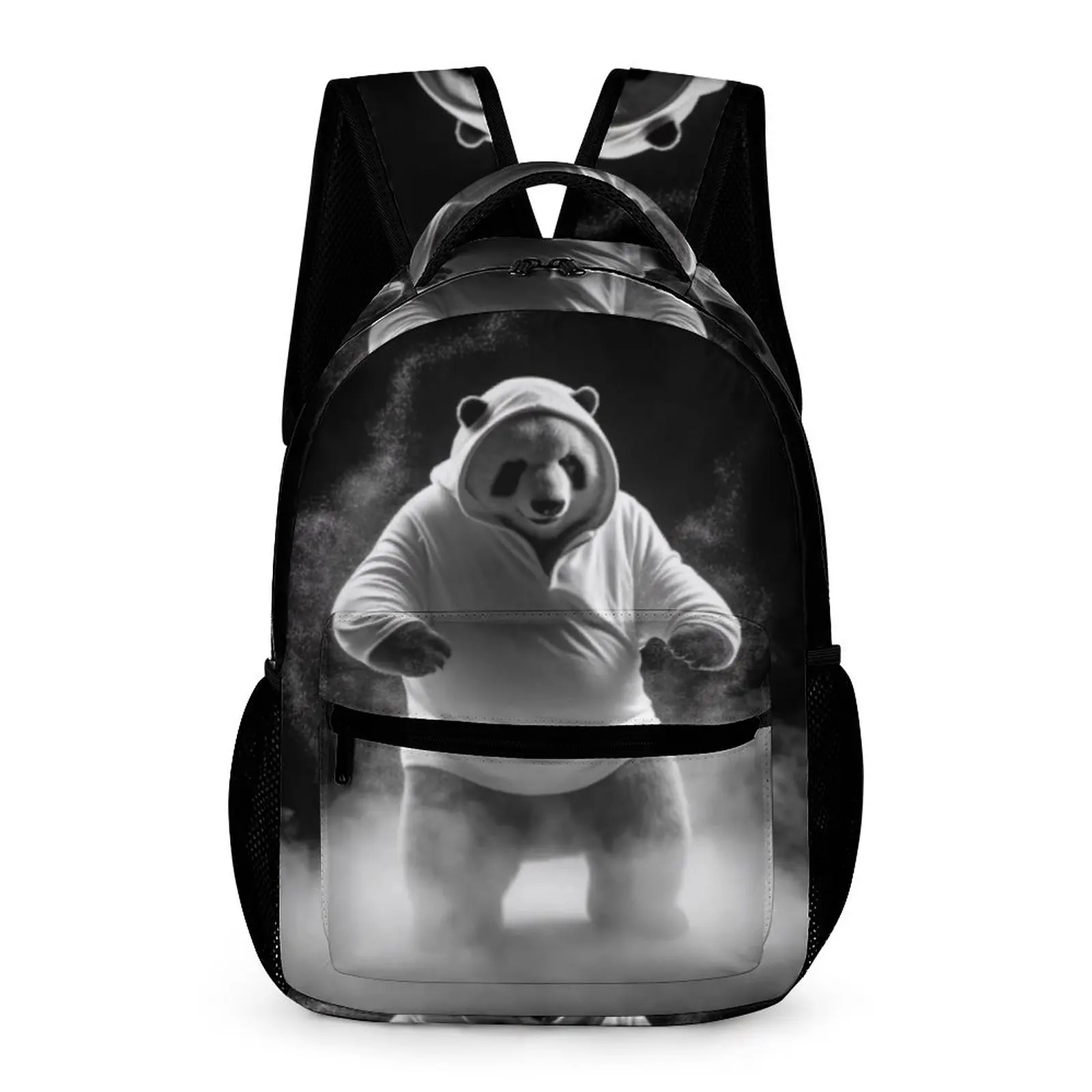 

Panda Backpack Student White Powder Light Sketch Lightweight Backpacks Polyester Fun High School Bags Camping Custom Rucksack