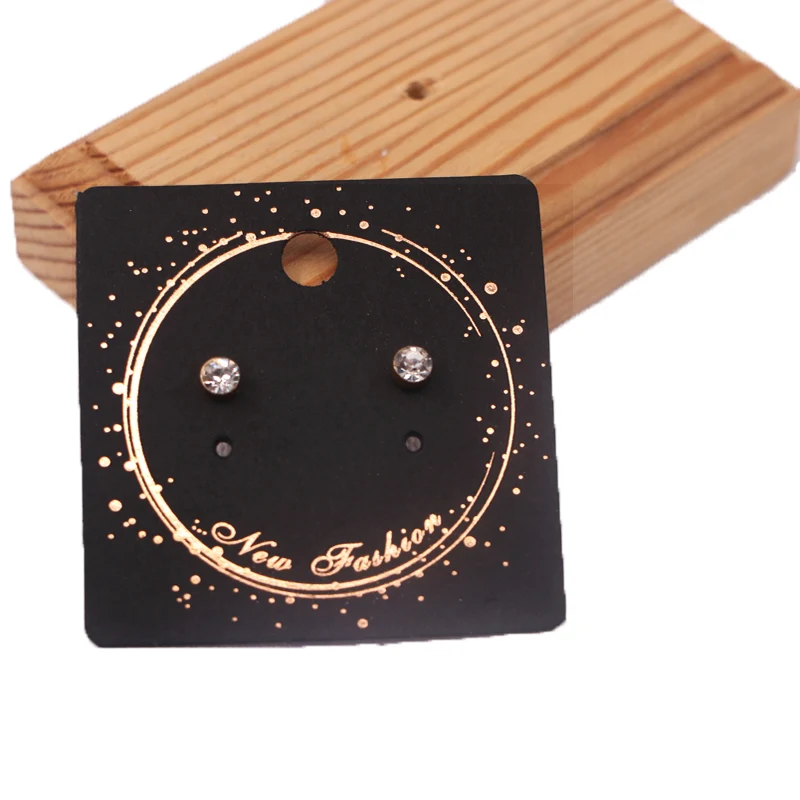 

50pcs 5x5cm 4.5x6cm Black Cardboard Jewelry Earring Display Cards Earrings Studs Clip Packaging Card Hanging Label Tags Custom