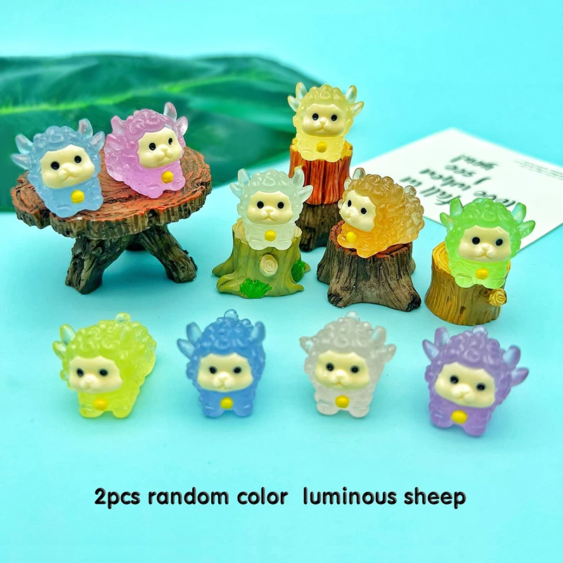 

2Pcs Luminous Miniature Sheep Ornament Cute Cartoon Sheep Ornaments Car Home Decorations Gifts