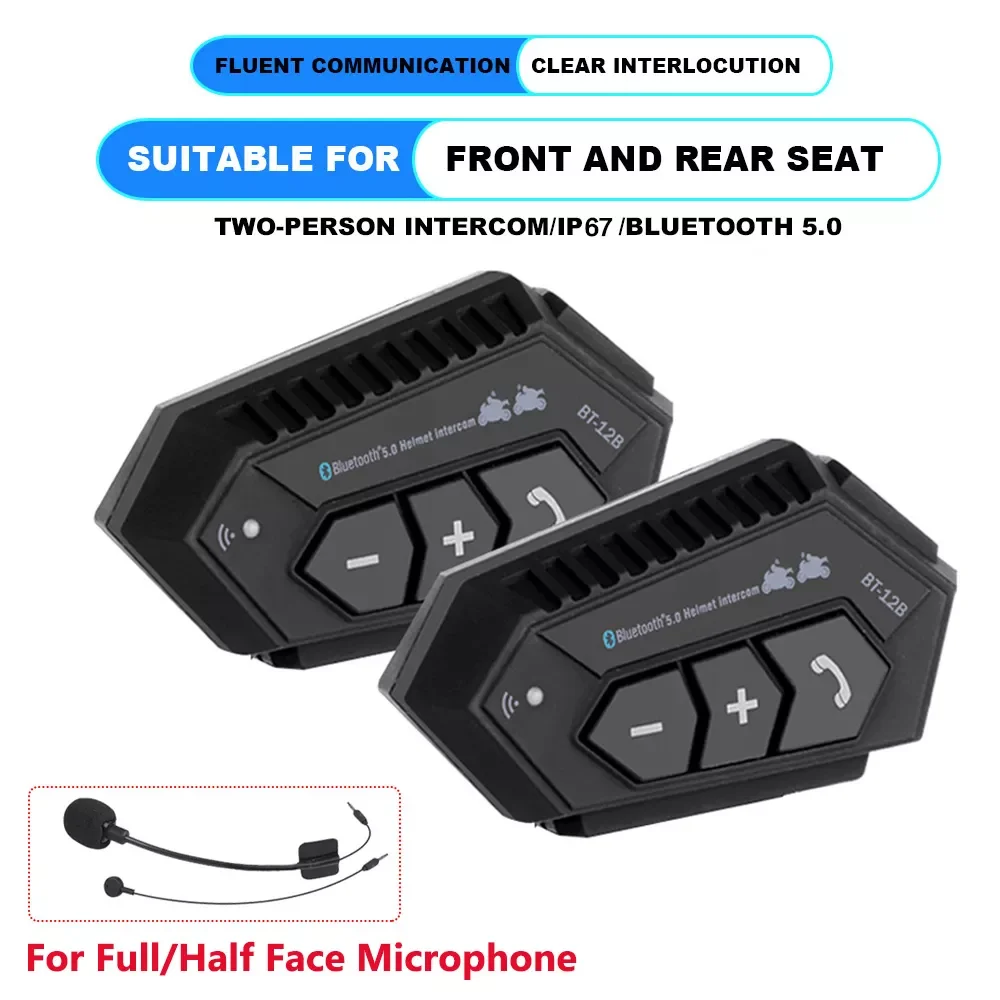 

2PCS/Lot Motorcycle Helmet Headset Intercom Bluetooth 5.0 2000mah Battery Handsfree Noise Reduction For Full/Half Face Helmet