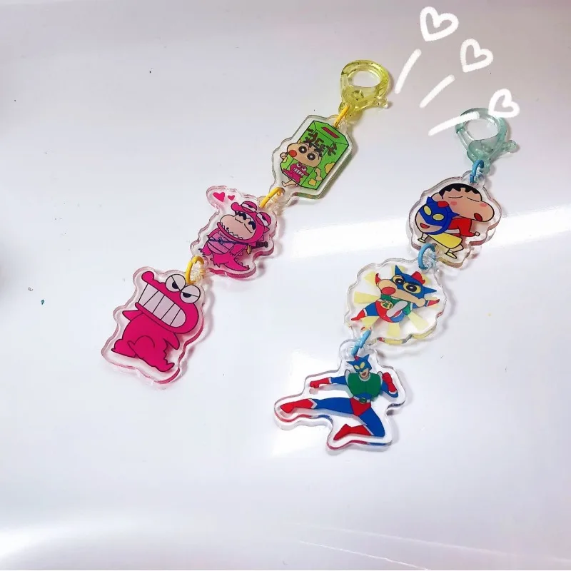 Фото Аниме crayon shin-chan брелок мультяшный Детская сумка, кулон, аниме брелок kawaii Chuanchuan рюкзак из акрила, подарок №2