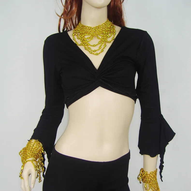 

1pcs/lot woman belly dancing top lady solid flare sleeve dancing top