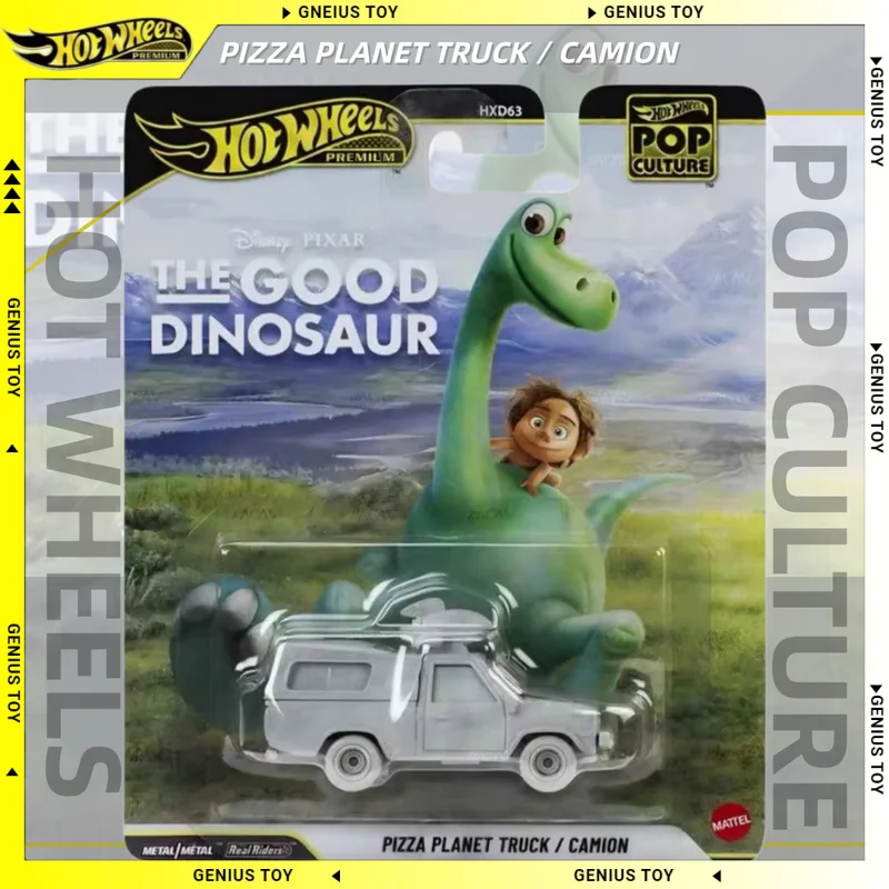 Фото Коллекционная модель автомобиля Hot Wheels Premium Pop Culture PIXAR THE GOOD DINOSAUR PIZZA PLANET TRUCK / CAMION 1:64, литая под давлением, игрушка-подарок №1