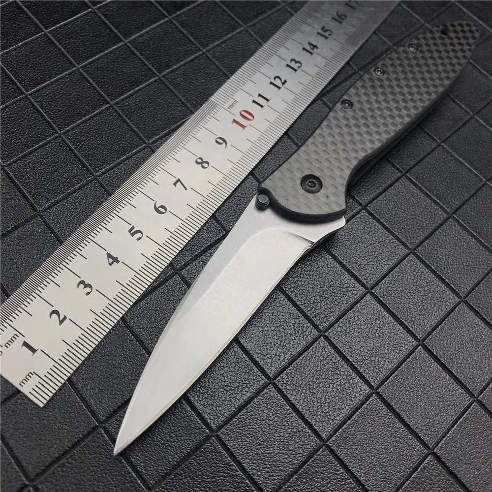 Kershaw 1660 Ken Onion Leek Flipper Folding Knife 14C28N Plain Blade Carbon Fiber Handles Tactical Outdoor Hunting Camping - Складной нож Kershaw 1660 Ken Onion Leek с клинком из стали 14C28N, рукояткой из углеродного волокна для тактических мероприятий н