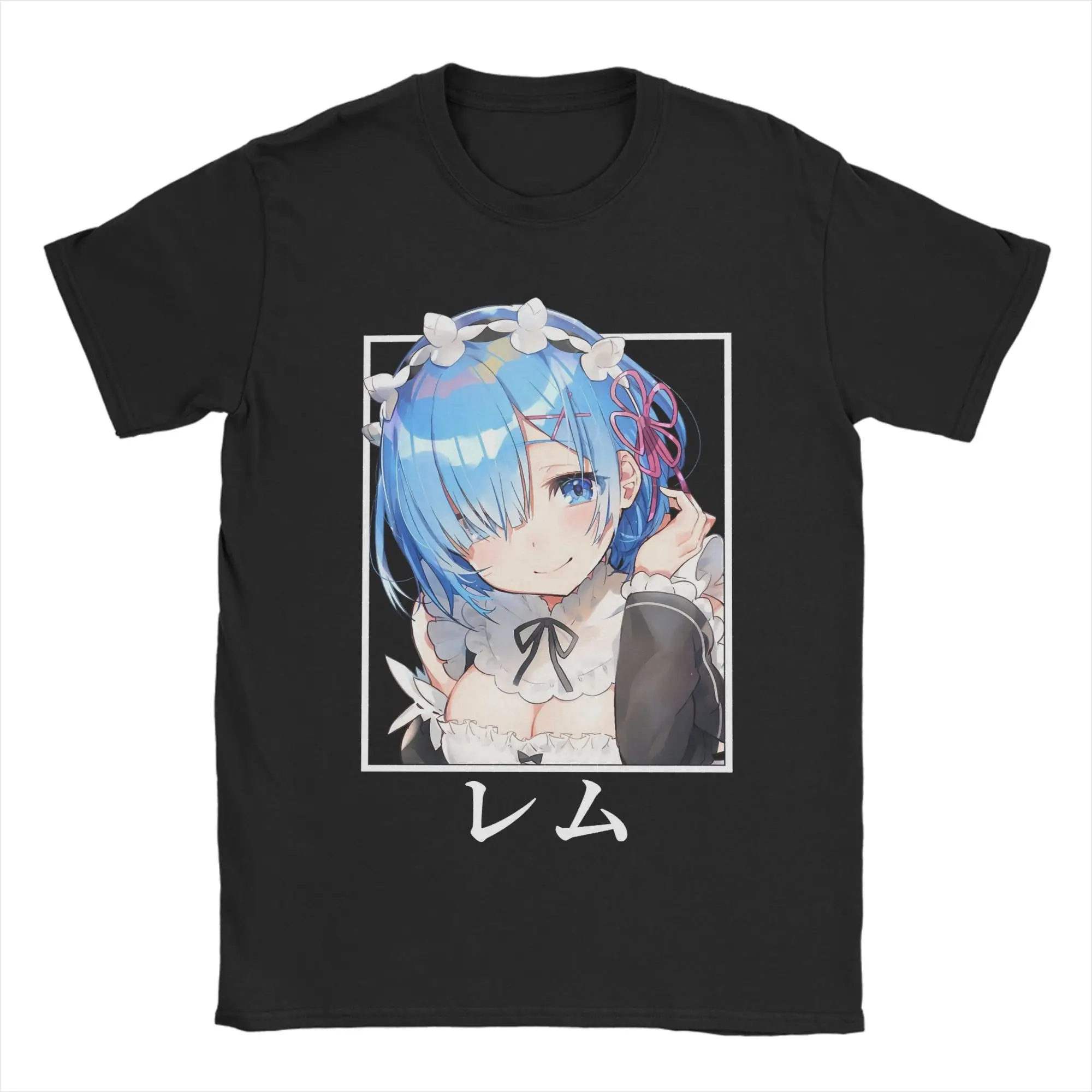 Фото Мужская футболка Rezero Rem Re:Life in A Different World From Zero Ram, винтажная хлопковая футболка с круглым вырезом, с графическим принтом №1