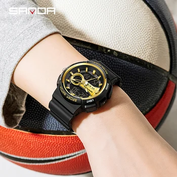 SANDA Fashion Men Sports Quartz Dual Display Watches Shock Resist Military Digital Watch Waterproof Wristwatch Relojes Hombre Other Image