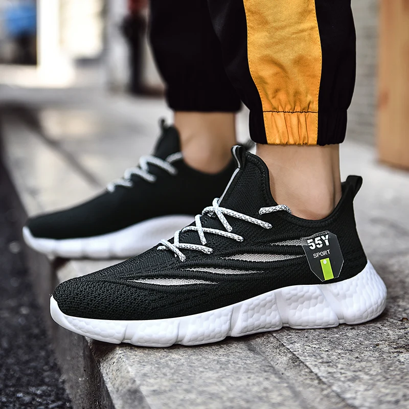 2022 New Men's Sneakers Breathable Casual Running Shoes Non-Slip Stable Summer Sports Sock Footwear Comfortable Jogging Zapatos
