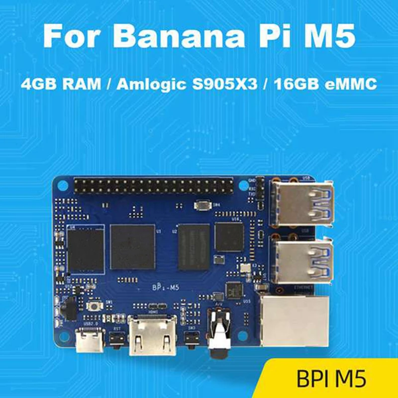 

For Banana Pi BPI M5 Amlogic S905X3 Quad Core 4GB LPDDR4+16GB EMMC Development Board With Case+Cooling Fan+4X Heat Sink