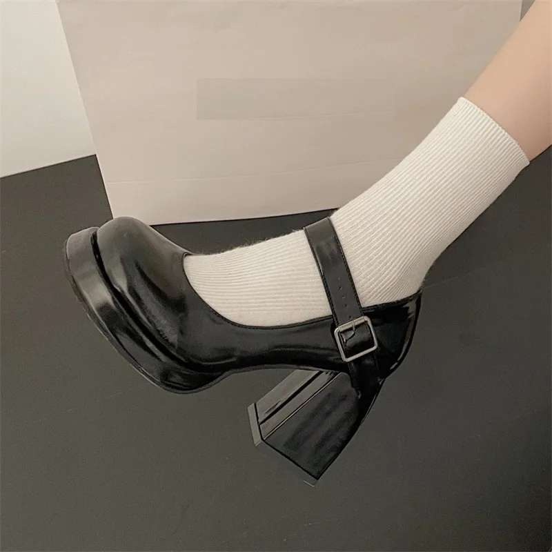

Fashion Black Platform Pumps for Women Lolita High Heels Buckle Strap Mary Jane Shoes Woman Goth Thick Heeled Party Shoes Ladies