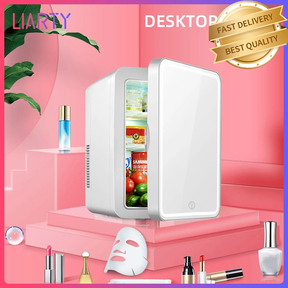 Portable 6L Large Space Beauty Refrigerators  Mini Cosmetic Refrigerator With LED Mirror Car Fridge Double Door Travel Fridge