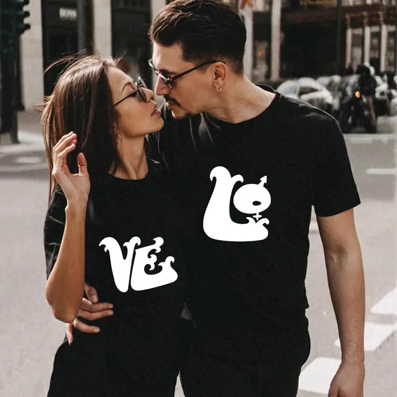 

Newest Couple T-shirt Letter Printed Fashion Love Tops Casual O-neck Lover Short Sleeve Tees Women Men Fashion Summer Clothes