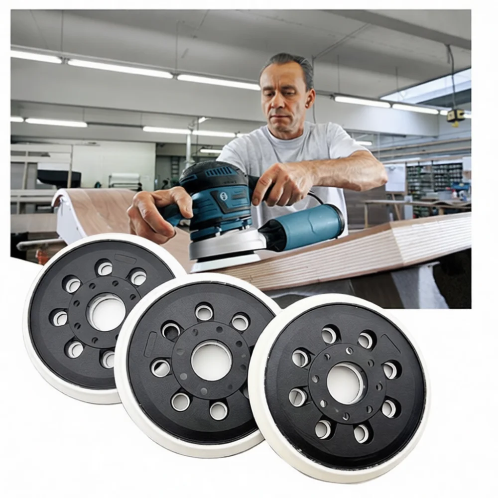 Фото 5-дюймовая 8-отверстная сменная шлифовальная подошва для Bosch GEX125 1AE, опорная пластина, орбитальный шлифовальный диск, деталь для инструмента для полировки древесины. №3