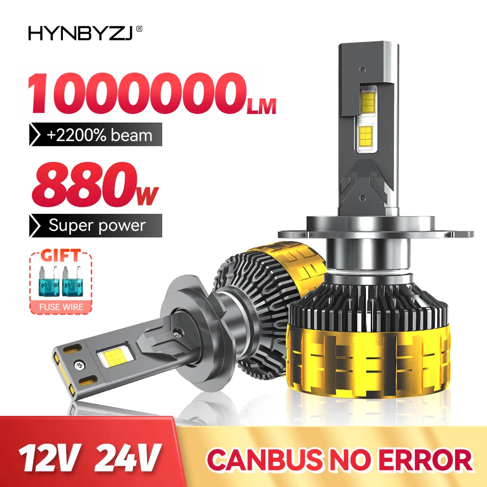 

HYNBYZJ 880W H7 Светодиодные фары Canbus H1 H3 H4 H11 9012 HIR2 H8 H9 9005 9006 9007 HB3 HB4 6000K 7585 Чипы CSP