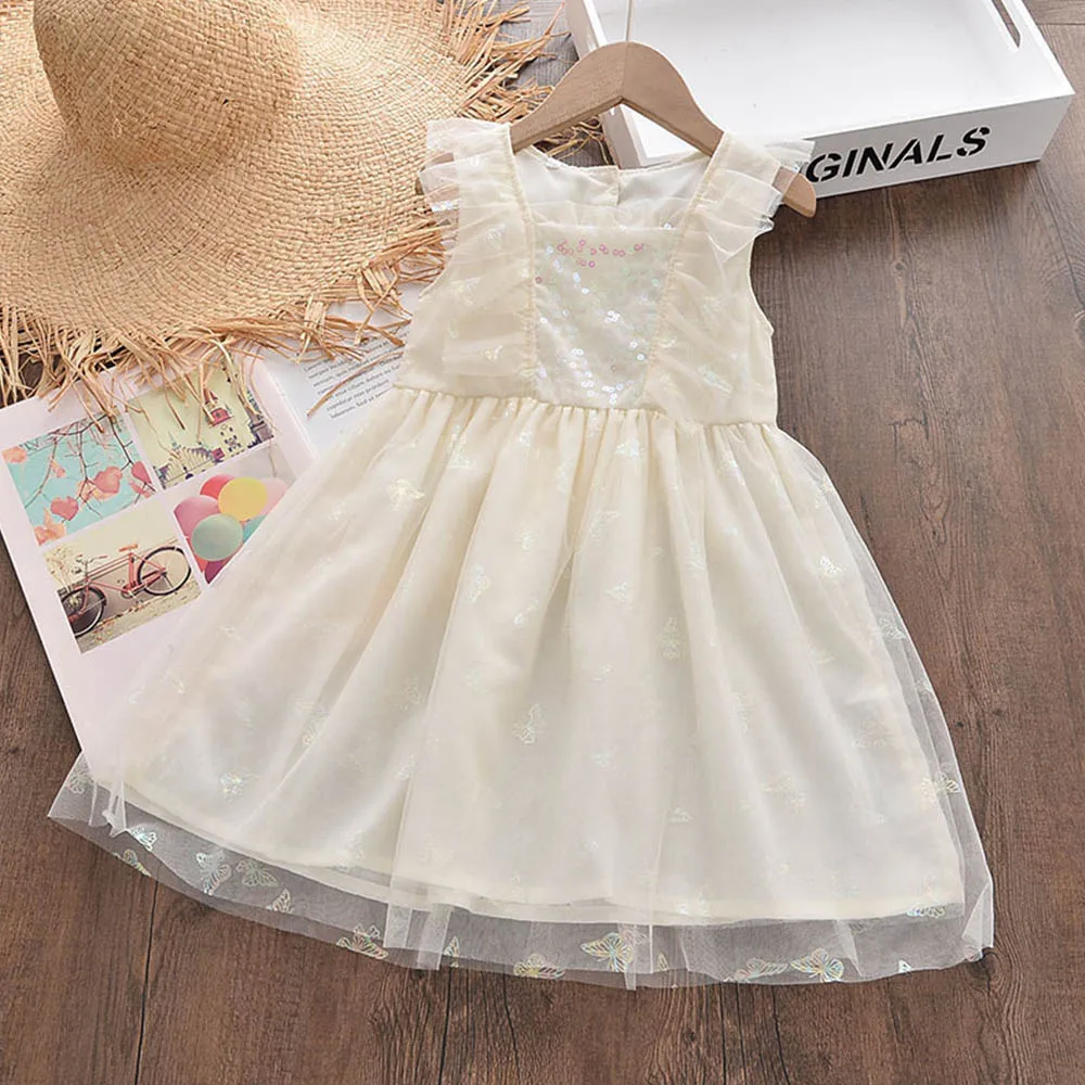 

Sweet Baby Girls Dresses New Summer Kids Sequined Mesh Princess Dress Baby Clothes Children Clothing Outfits Girls Sparkle Dress