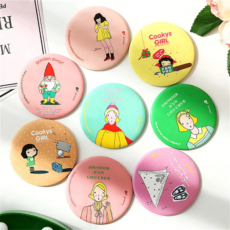 

Nymph Girl Out Portable Paper Mirror Cute Cartoon Round Lady Handheld Cosmetic Mirror Mini Outdoor Party Makeup Decor Supplies