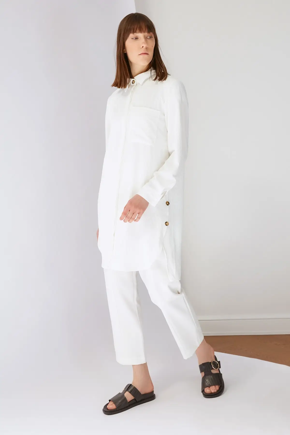 

Advanced Cell and Button Ecru Tunic Muslim Tunic 2021 Fashion