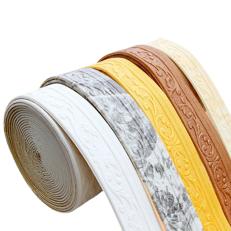 

10M/Roll Self Adhesive 3D Wall Trim Line Skirting Border Waterproof Baseboard Wallpaper Sticker For Living Room Home Decoration