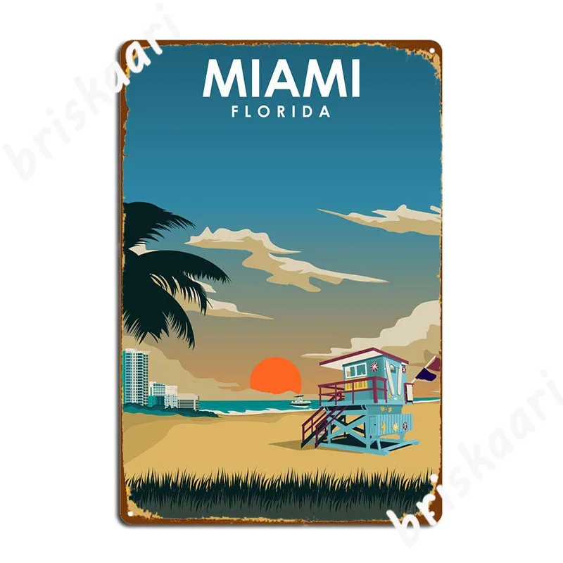 

Дорожный металлический плакат Майами Flordia, Настенный декор для паба, кинотеатра, оловянный плакат