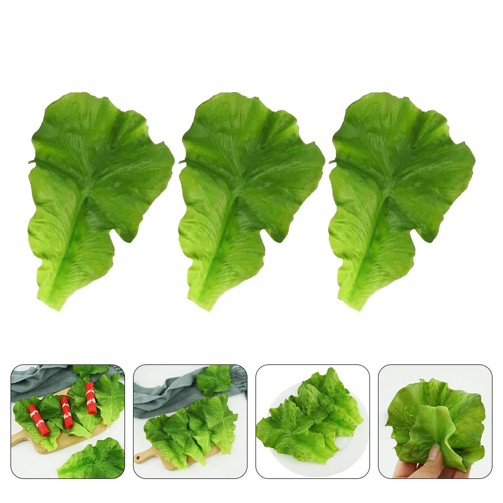 

Artificial Fake Lettuce Leaves Vegetable Vegetables Leaf Salad Green Latus Decor Model Plastic Realistic Simulation Kitchen Home