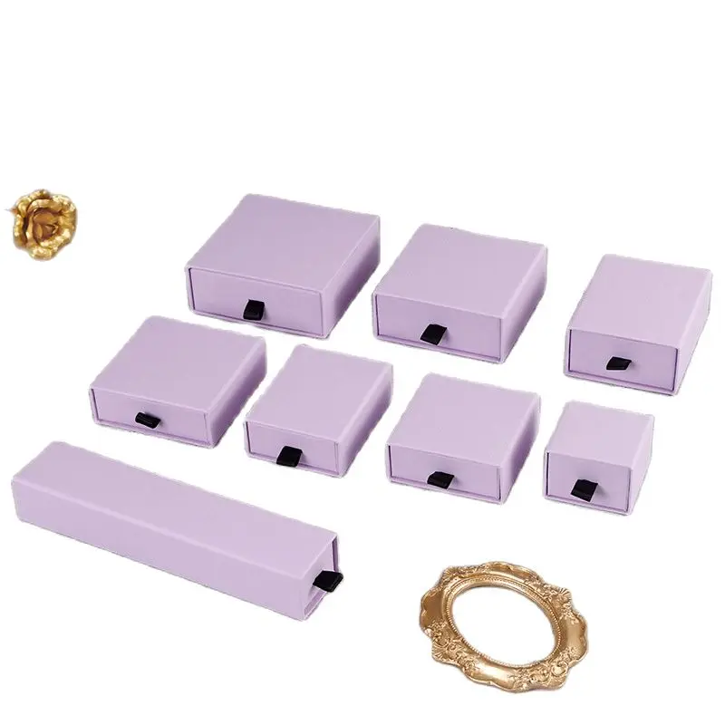 Holder Black Pink White Aqua Brown Kraft Paper Engagement Ring Brooch Necklace Bracelet Long Box