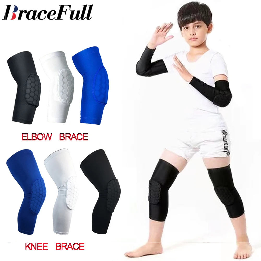 1Pcs Knee and Elbow Pads for Kids Youth Honeycomb Compressio