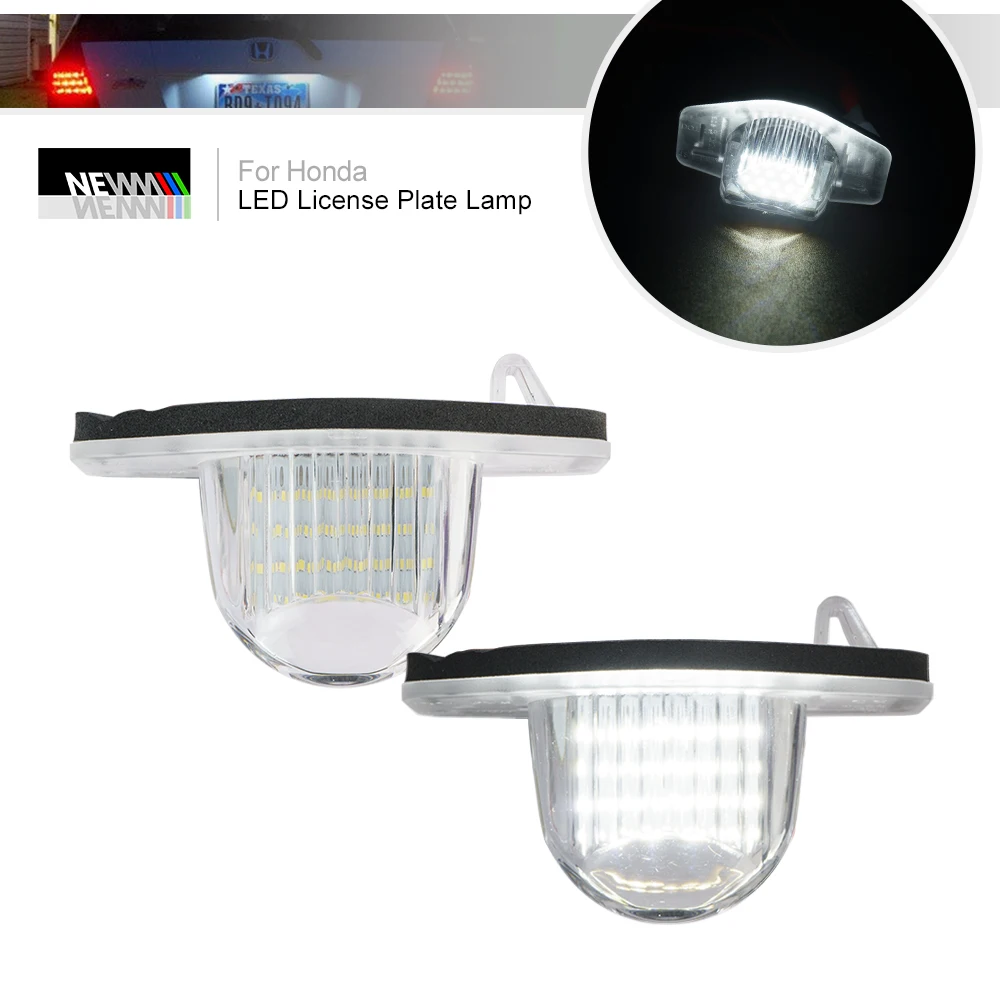 LED License Plate Lights for Honda Fit Jazz CR-V Odyssey Insight Crosstour Canbus Rear Tag Lamps Registration Number Lights