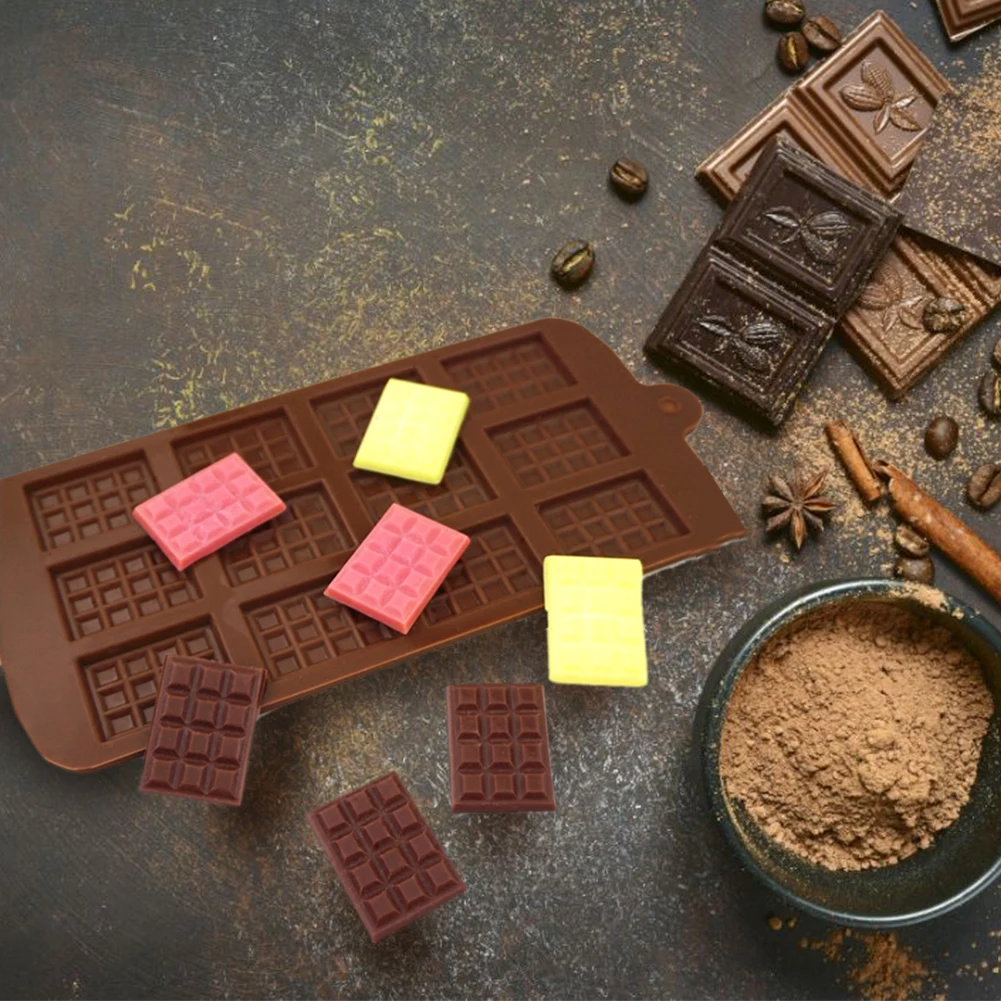 

12 Even Chocolate Mold Silicone Non-stick Waffles Mould Lattice Shape 3D Fondant Cake Decoration DIY Candy Bar Baking Tools
