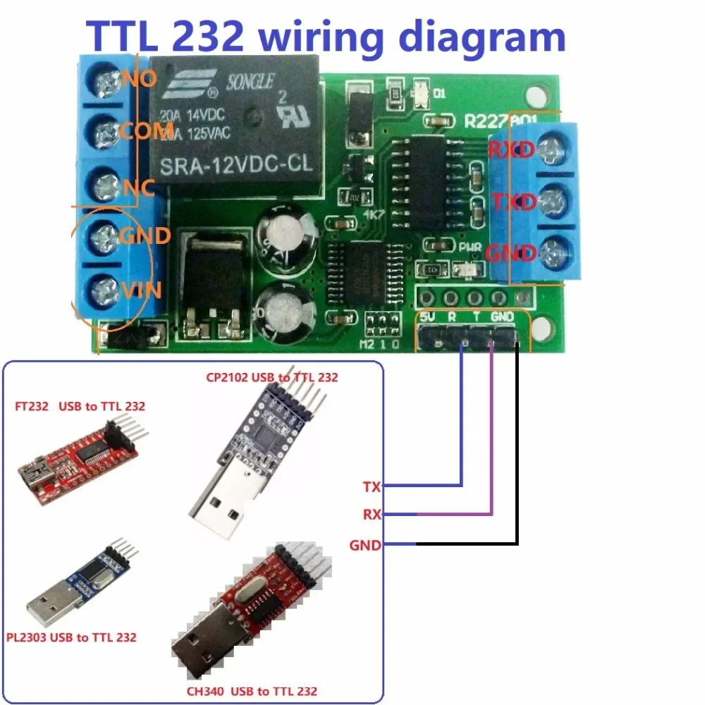 Реле 2 в 1 RS232 TTL232 с последовательным портом переключатель UART ПК USB MCU для умного