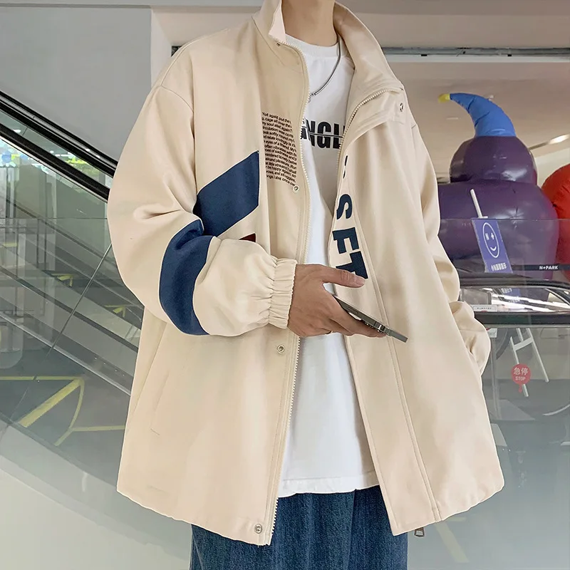 Куртка мужская с надписью Varsity, Повседневная ветровка в стиле Харадзюку, с цветными блоками, в стиле пэчворк, свободная уличная одежда в стил...