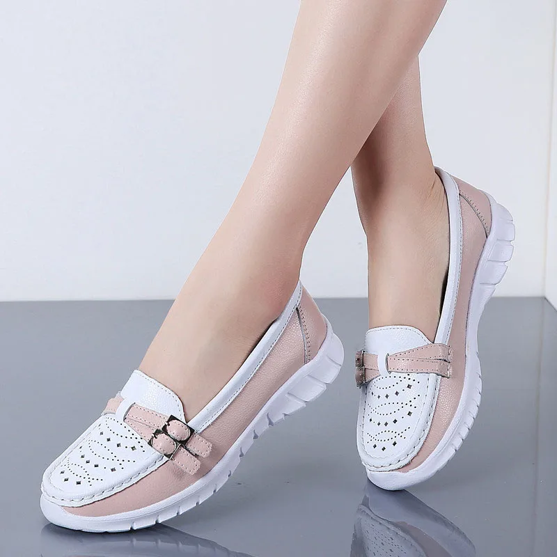 

Новые весенние женские туфли из натуральной кожи ручной работы на плоской подошве повседневная обувь женские лоферы без шнуровки балетки ж...