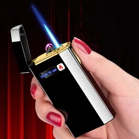 windproof usb torch jet cigarette lighter metal gas butane dual arc plasma lighter rechargeable pipe cigar lighter gadgets