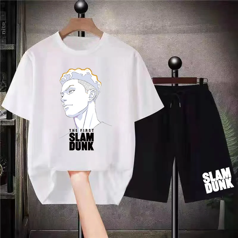 Slam Dunk Mens Summer Clothing 2023 Cotton T-shirt Shorts 2 Piece Sets Outfit	 Tracksuit Set Luxury Clothing Two Piece Sets