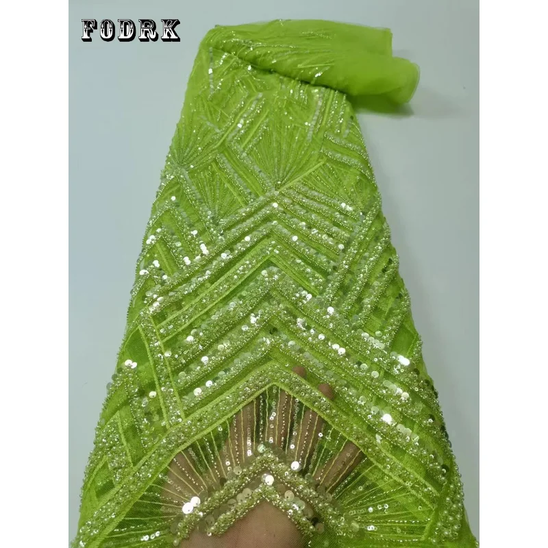 

Африканская кружевная ткань Sequence, 5 ярдов, 2023, Высококачественная нигерийская Свадебная кружевная ткань с блестками Asoebi, роскошные ткани для платья