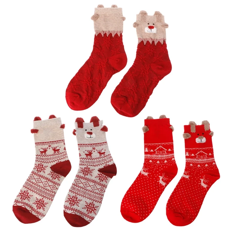 

Женские зимние теплые чулки рождественские милые носки до щиколотки с рисунком оленя