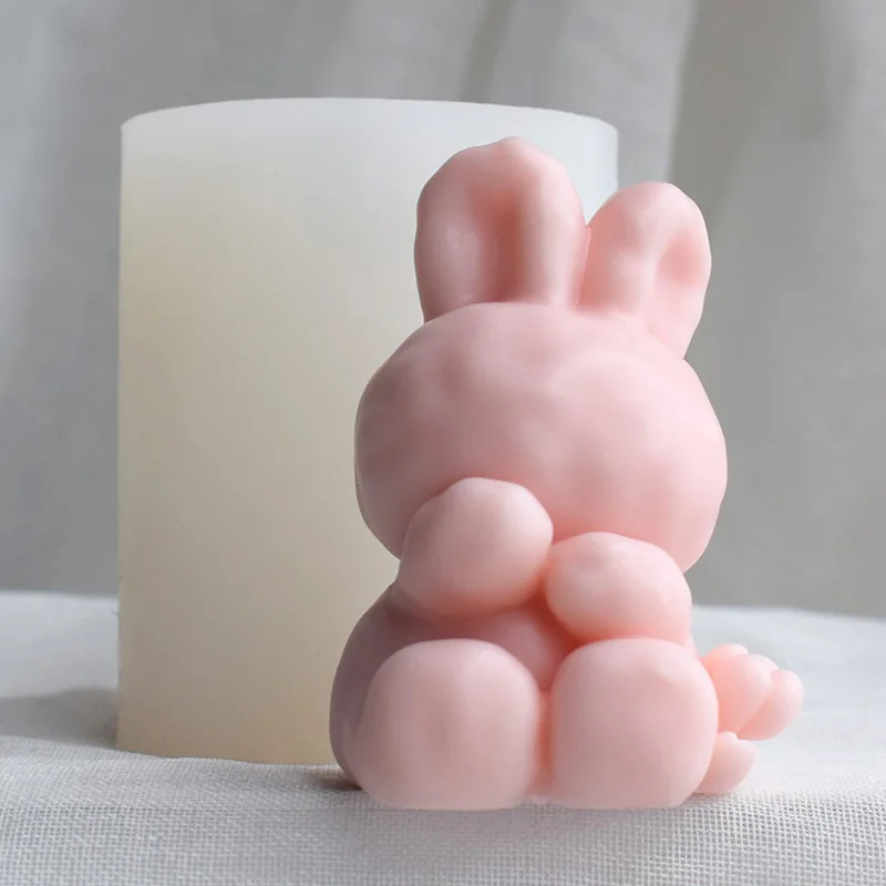 

Cartoon Three-dimensional Rabbit Scented Candle Plaster Mold Diy Crystal Glue Handmade Soap Chocolate Silicone Mold Wholesale