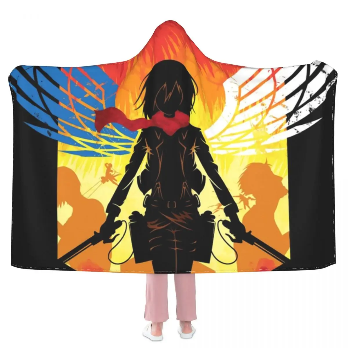 

Одеяло с капюшоном Wing Of Freedom Mikasa, удобное флисовое покрывало с принтом «атака на Титанов», для фотосъемки