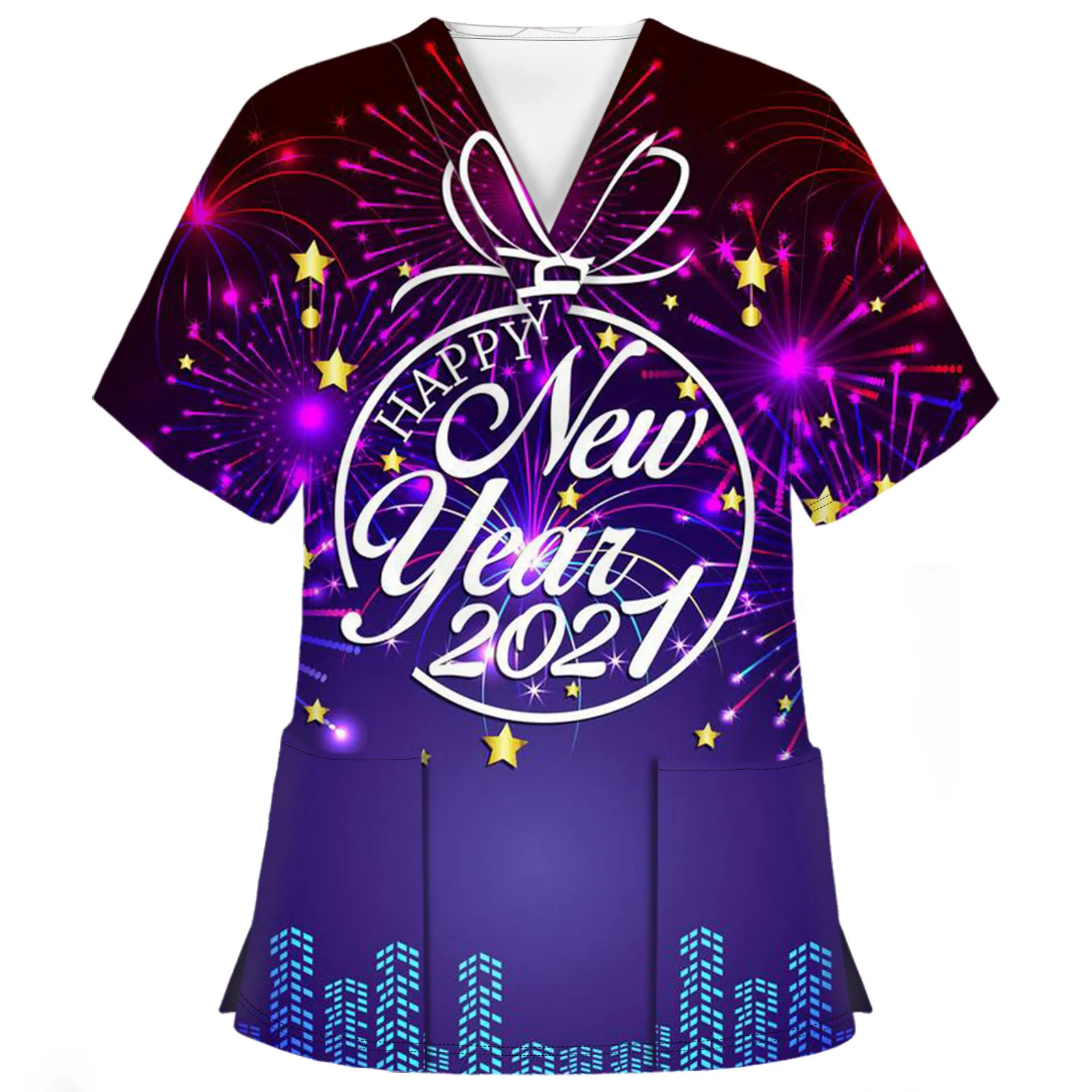 

T-Shirt Tops Short Blouse Printing Tops Women's Year Sleeve Working V-neck Long Sleeve Shirt Set Women Basics Womens T Shirts