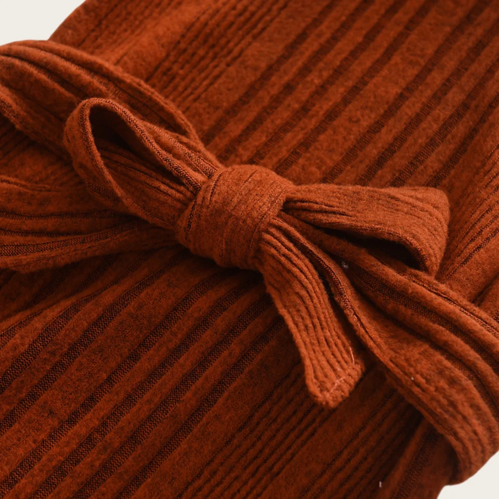 Осеннее Вязаное Цельное Платье В Стиле Ретро Для Девочек Длиной До Колена Дизайн