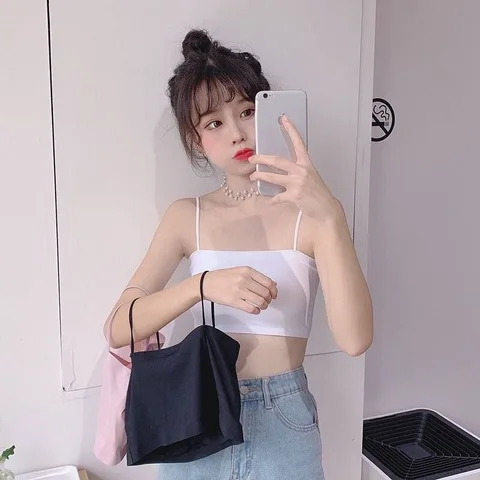 2023 Top women Summer Sling Tube Top Sexy Bra Seamless Ice Silk Sexy sleeveless Tank Top Summer Camis Backless Camisole Crop top