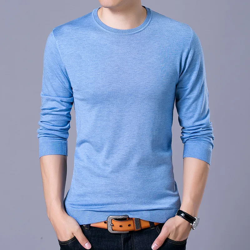 Covrlge Fashion Solid Men's Sweater 2019 Autumn New O-neck Black Sweater Mens Jumpers Male Pollover Knitted Polo Shirt MZL001