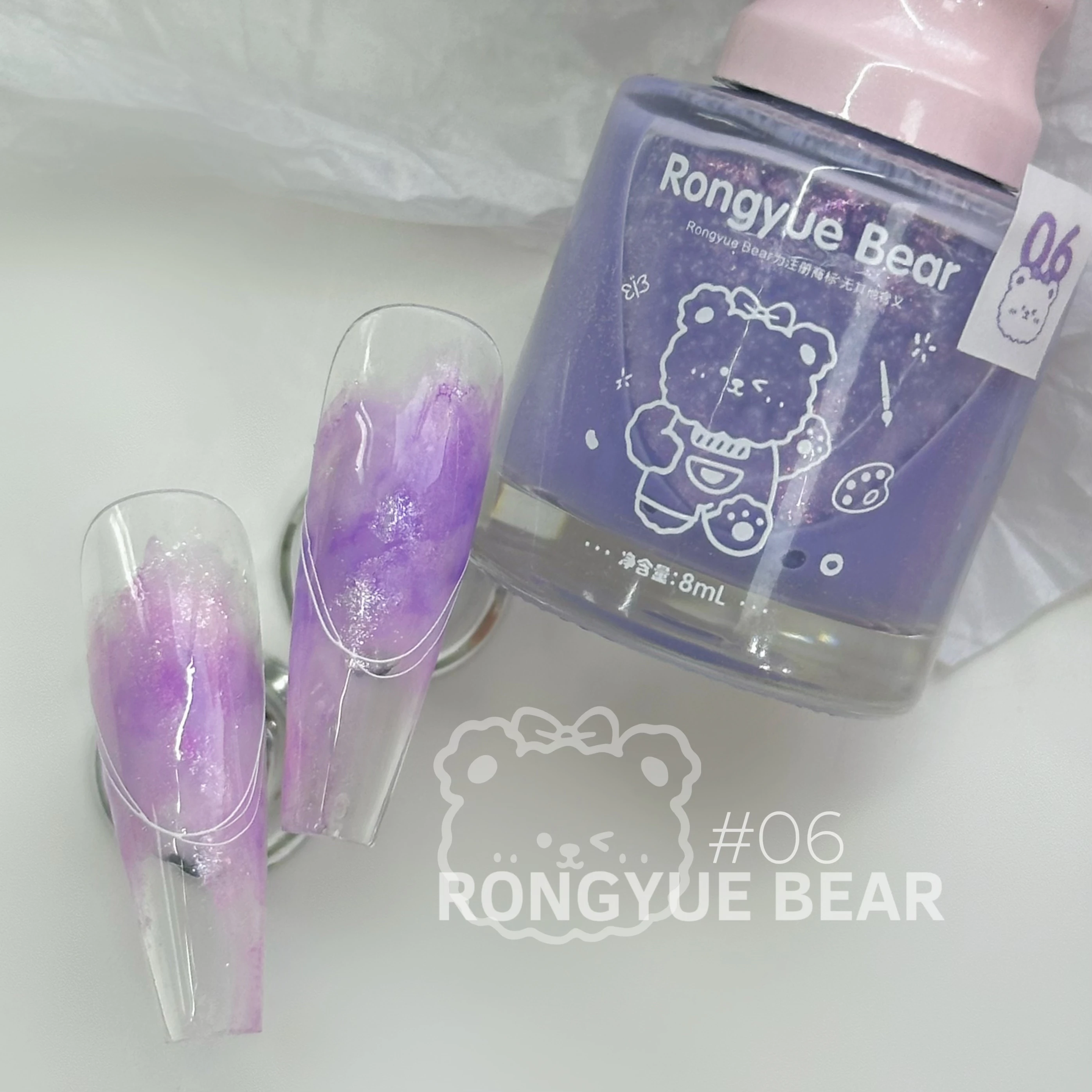 Rongyuebear High quality 12 colors Fairy powder water dye paint set Popular 2024 New Fashion Hot sale Nail art kit salon