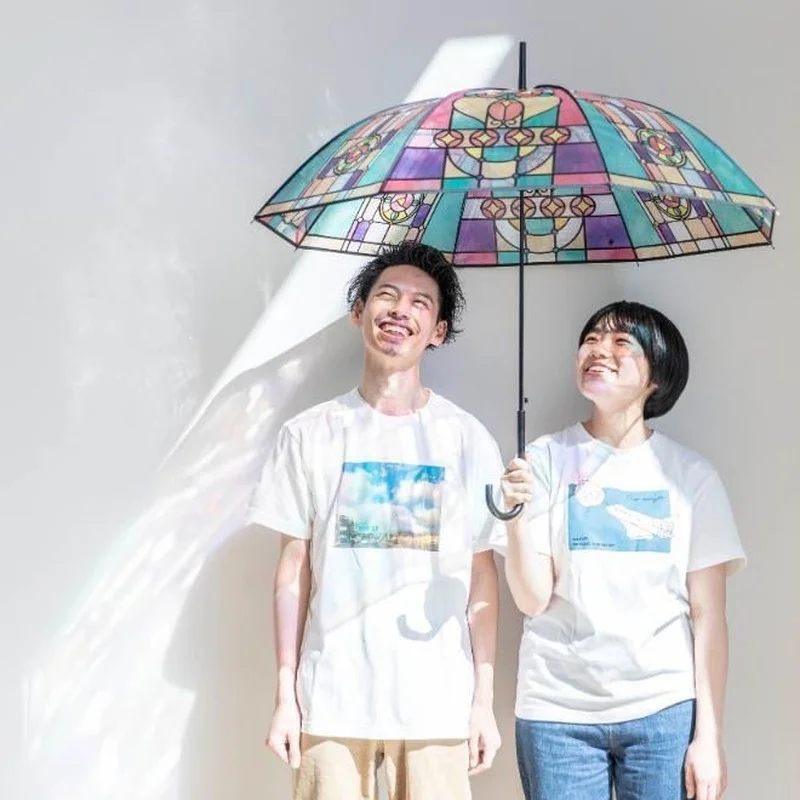 

2022 Transparent Umbrella Retro Palace Style Stained Glass Long Handle Automatic Dream Sunny Ins Net Red Clear Umbrella Academy