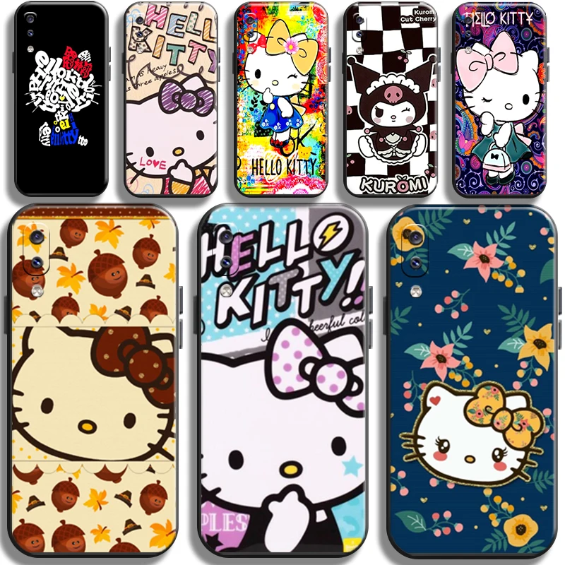 

Pretty Cartoon Hello Kitty For Samsung Galaxy A20 A20S Phone Case Black Soft Cover Funda Carcasa Full Protection TPU Coque