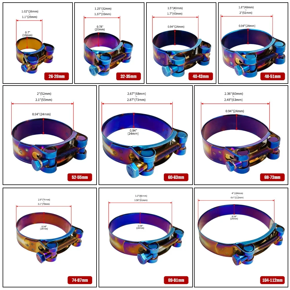 1 шт. Т-образный зажим для шланга из нержавеющей стали 26-114 мм